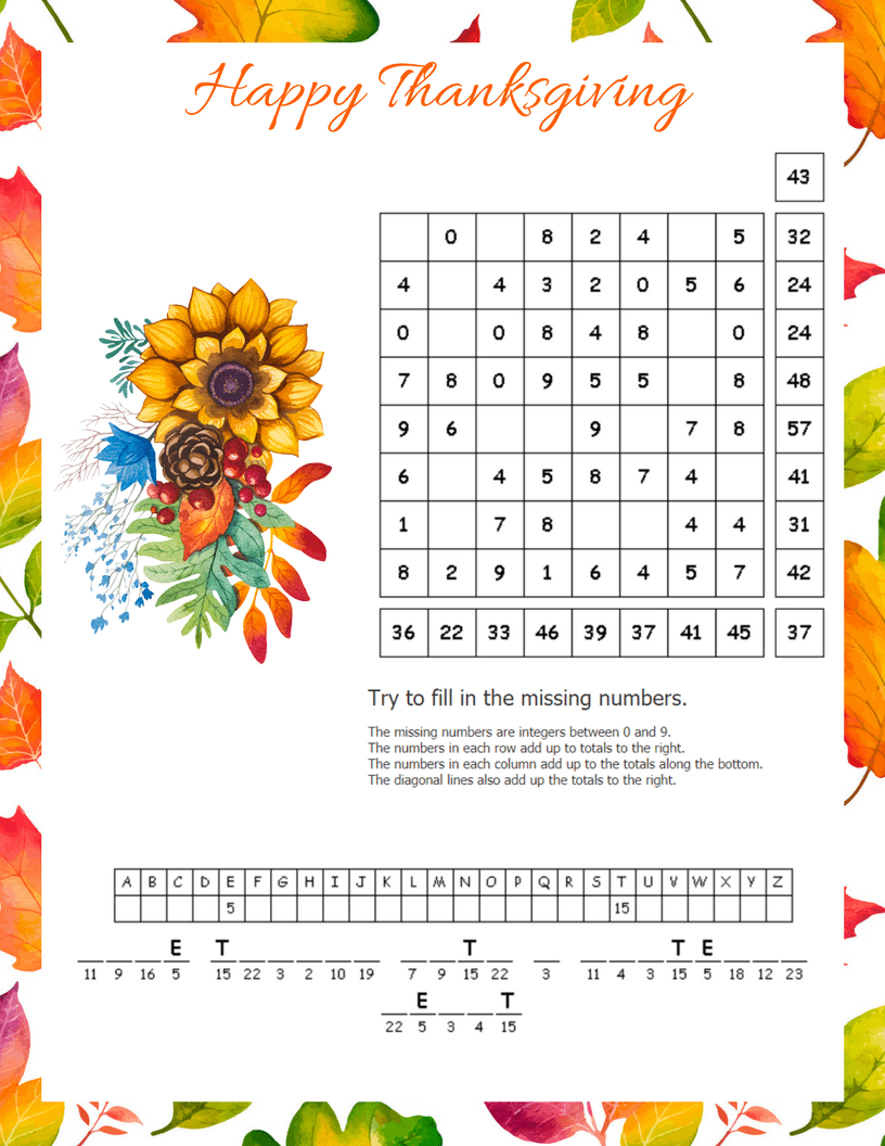 Free Fall Thanksgiving Puzzle Printables | Daily Dish Magazine throughout Daily Dish Magazine Thanksgiving Puzzles Answers