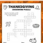 Free Printable Thanksgiving Crossword Puzzle   Pjs And Paint Throughout First Thanksgiving Foods Crossword Puzzle Answer Key
