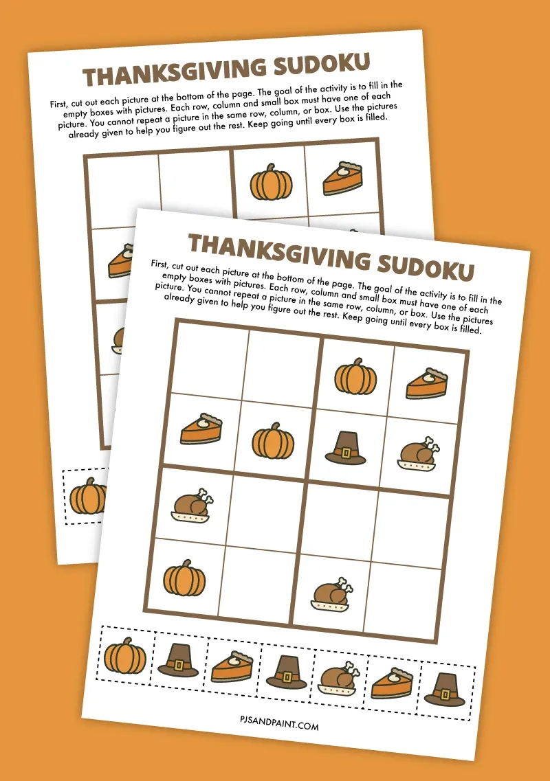 Free Printable Thanksgiving Sudoku Puzzle - Pjs And Paint intended for Thanksgiving Sudoku Puzzle Answers