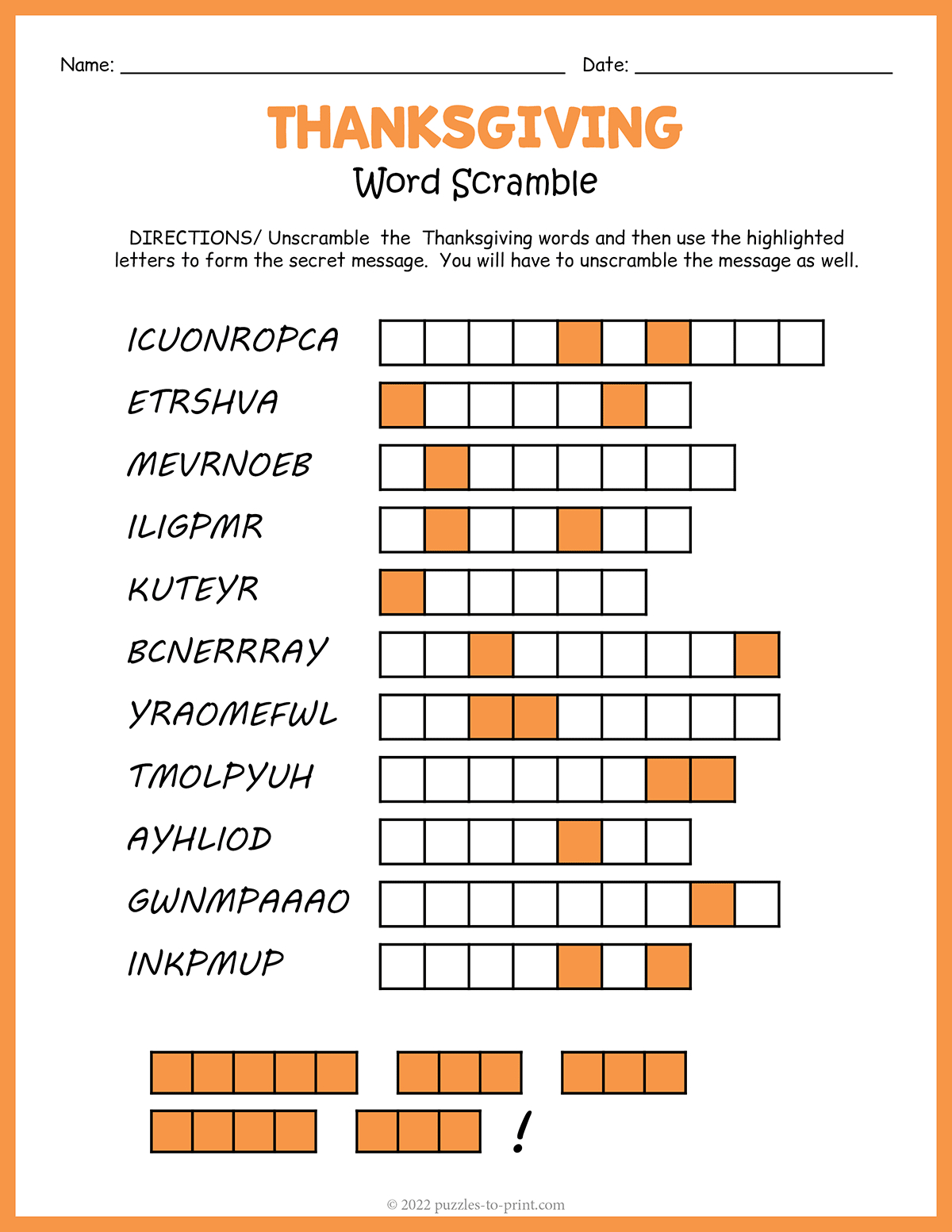 Free Printable Thanksgiving Word Scramble for Thanksgiving Word Scramble Puzzles to Print