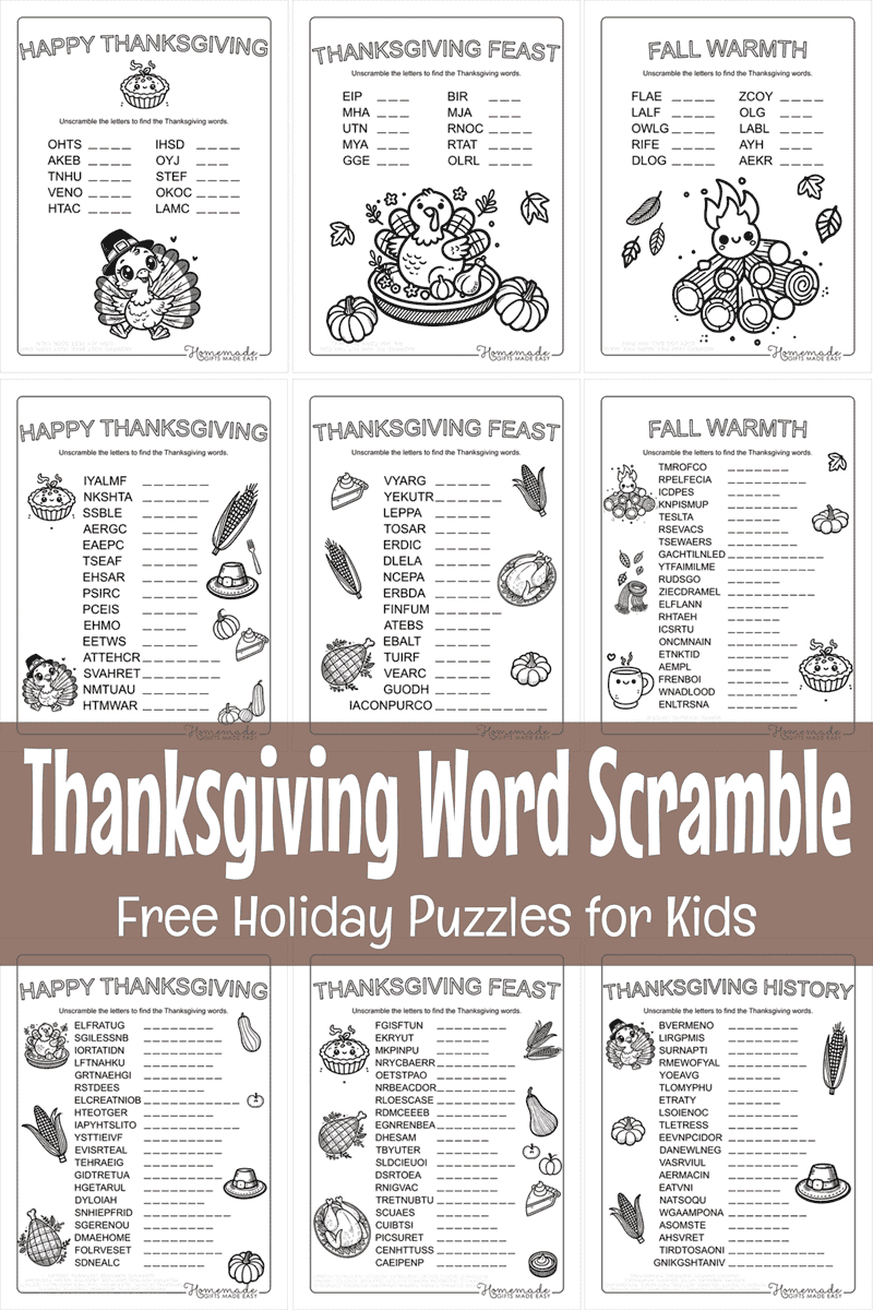 Free Printable Thanksgiving Word Scramble (With Answers!) pertaining to Puzzles To Print Thanksgiving Word Scramble Answers