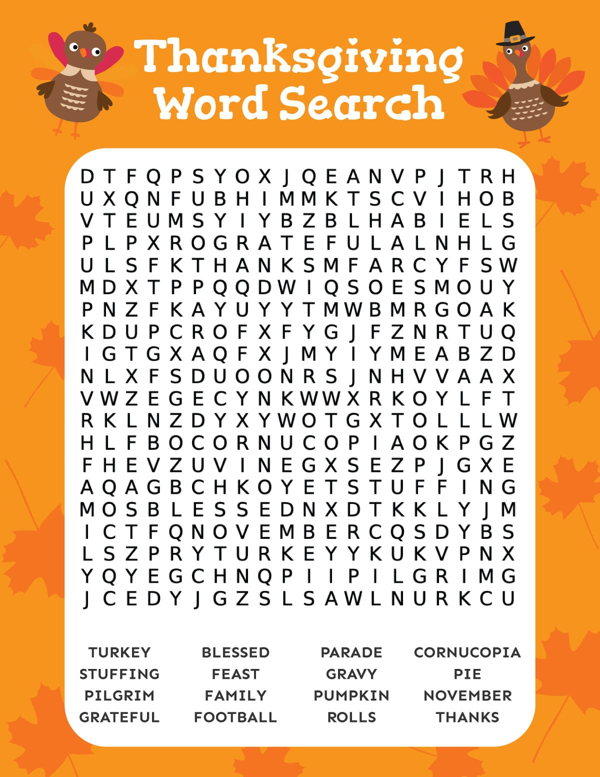 Free Printable Thanksgiving Word Search - Play Party Plan for Thanksgiving Word Searches and Crossword Puzzles