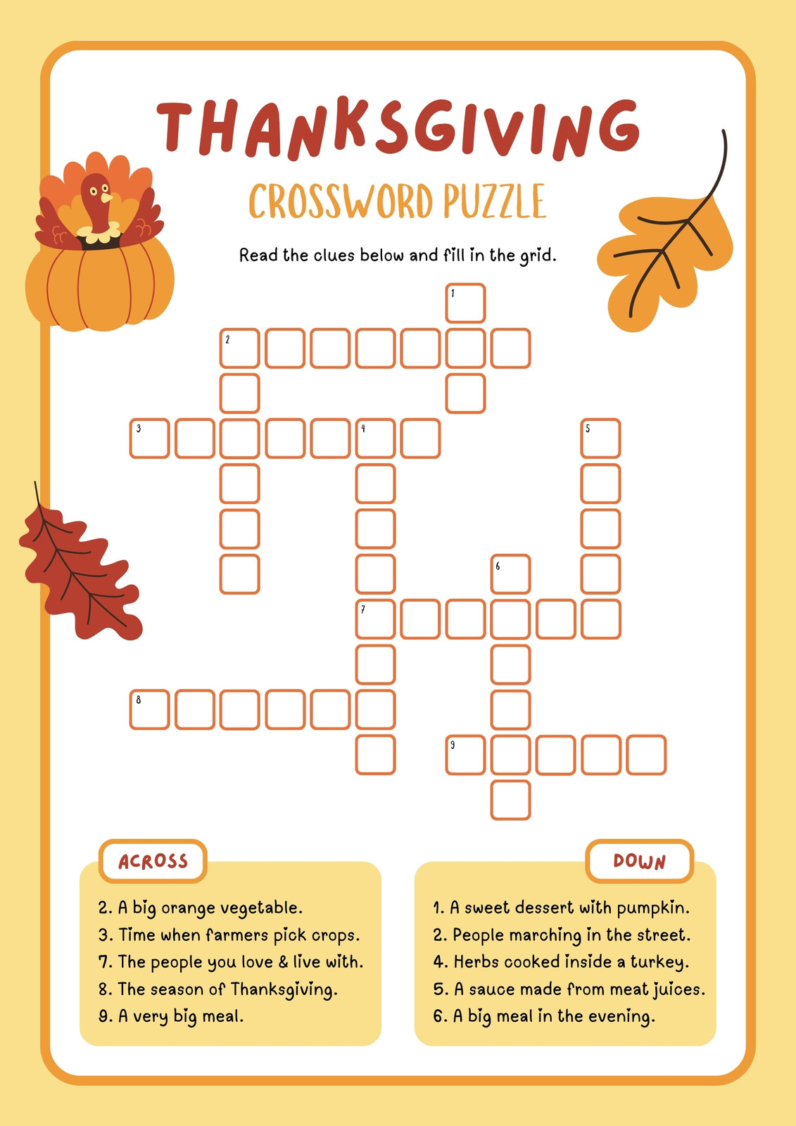 Free Printable Thanksgiving Worksheet Templates | Canva for Thanksgiving Quiz Puzzle