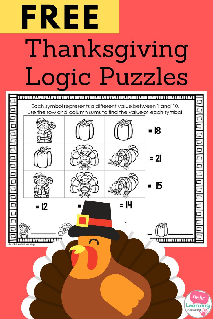 Free Thanksgiving Logic Puzzles inside Free Thanksgiving Logic Puzzle
