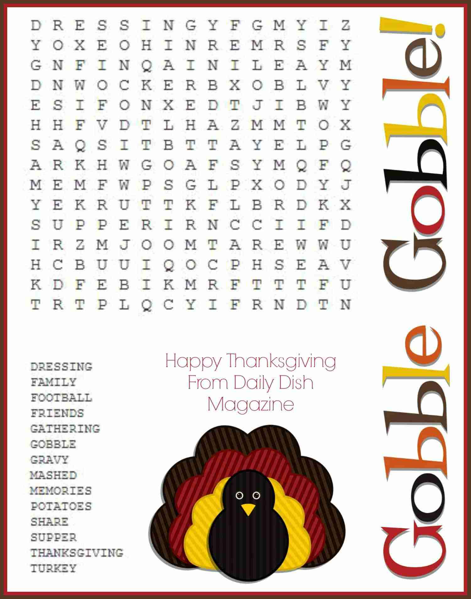 Free Thanksgiving Puzzles ~ Word Search And Maze Printable - Daily throughout Free Thanksgiving Word Puzzles