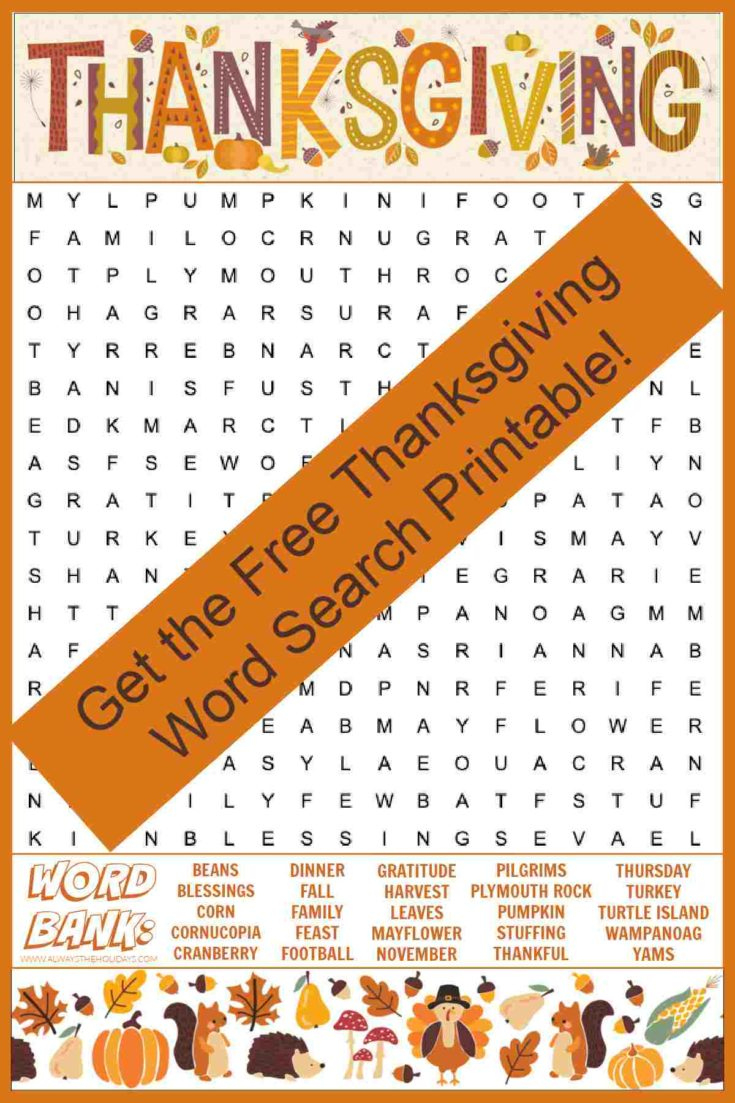 Free Thanksgiving Word Search Printable - With Answers Included in Thanksgiving A Massive Word Search Puzzle Answer Key