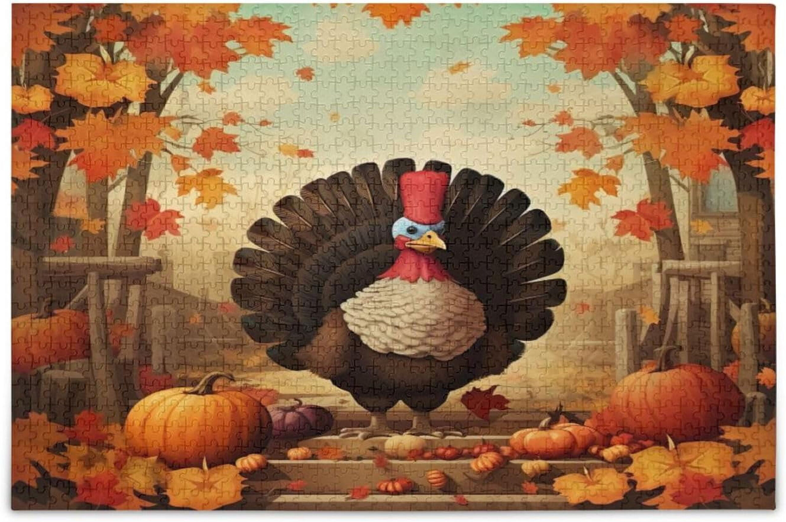 Freeamg 1000 Pieces Thanksgiving Turkey Jigsaw Puzzle For Adults for Thanksgiving Turkey Puzzle