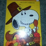Hallmark Vintage Greeting Card Happy Thanksgiving 1958 Snoopy Puzzle Schulz  New For Snoopy Thanksgiving Puzzle