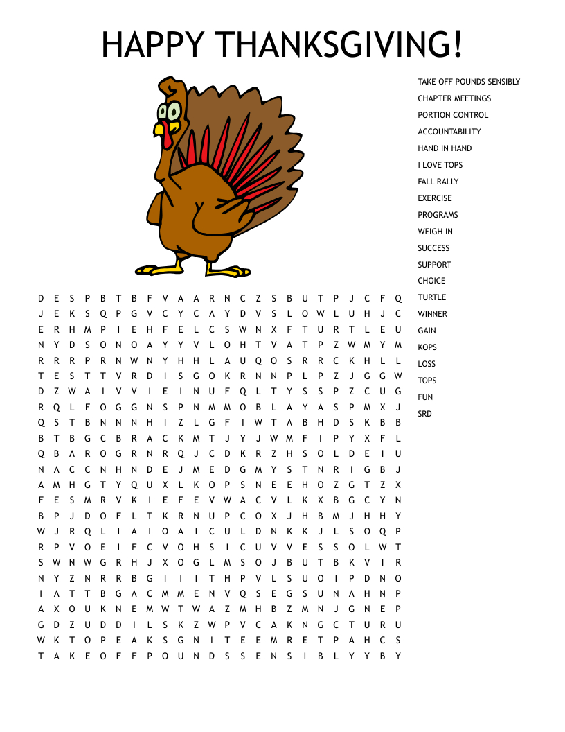 Happy Thanksgiving! Word Search - Wordmint intended for Happy Thanksgiving Puzzle
