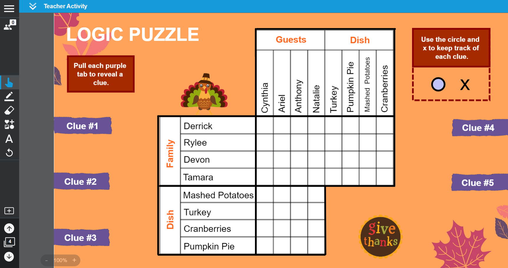 New Thanksgiving Lessons &amp;amp; Templates throughout Logic Puzzle Thanksgiving