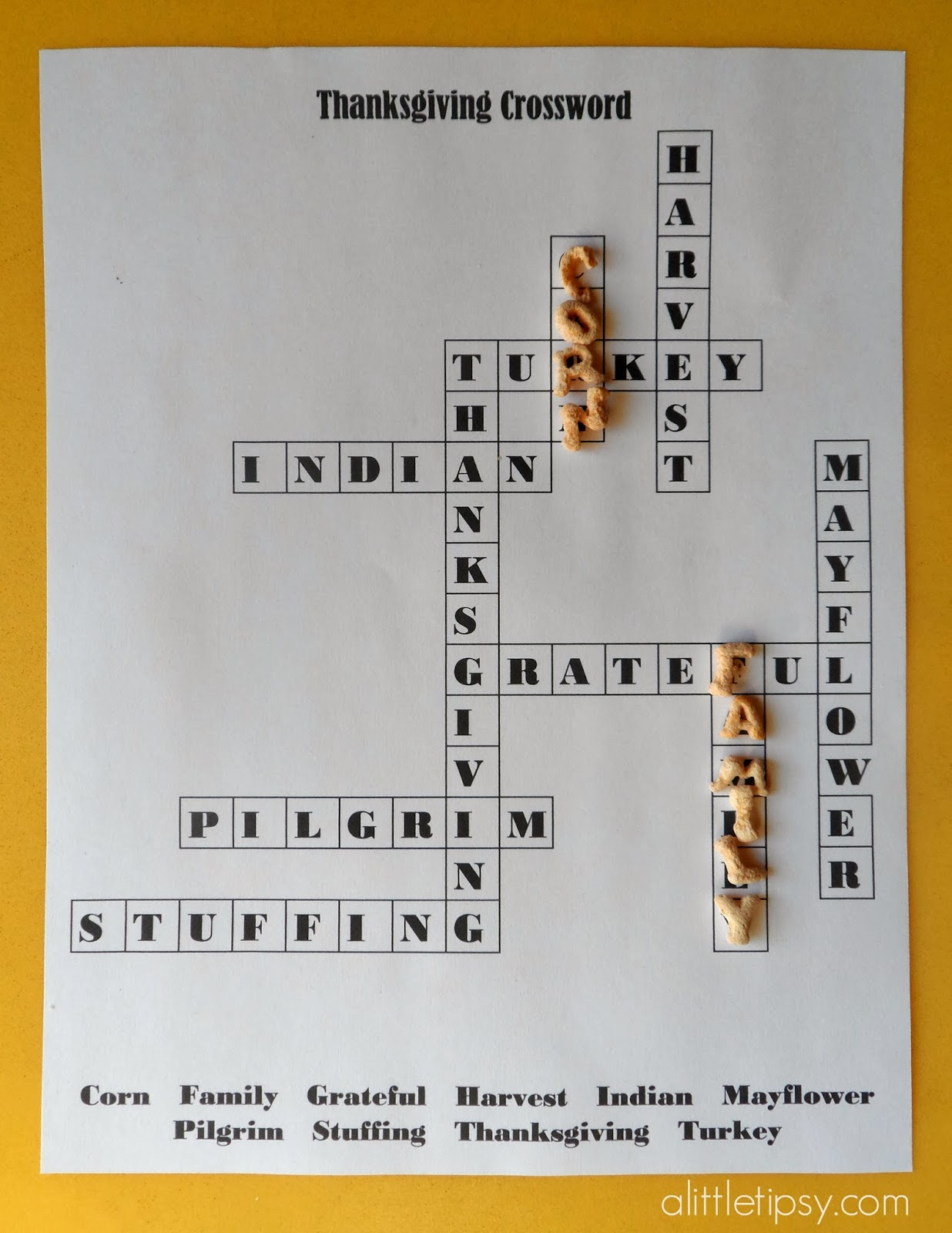 Printable Thanksgiving Crossword For Kids - A Little Tipsy regarding Answer Key Thanksgiving Crossword Puzzle Answers