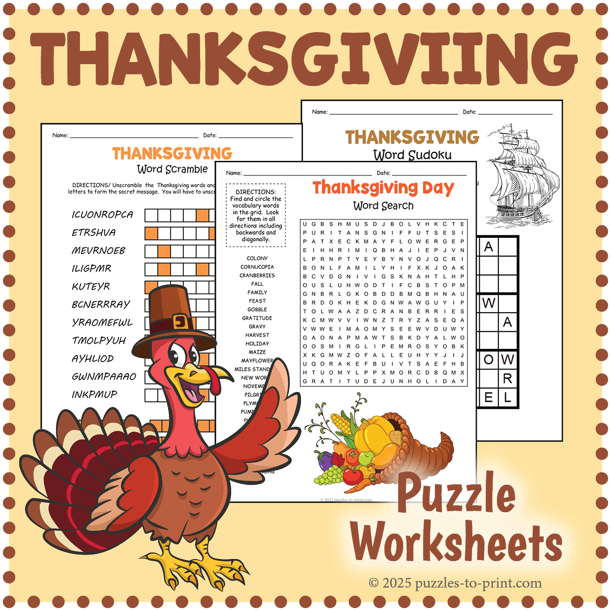 Printable Thanksgiving Puzzles inside Thanksgiving Secret Message Puzzle