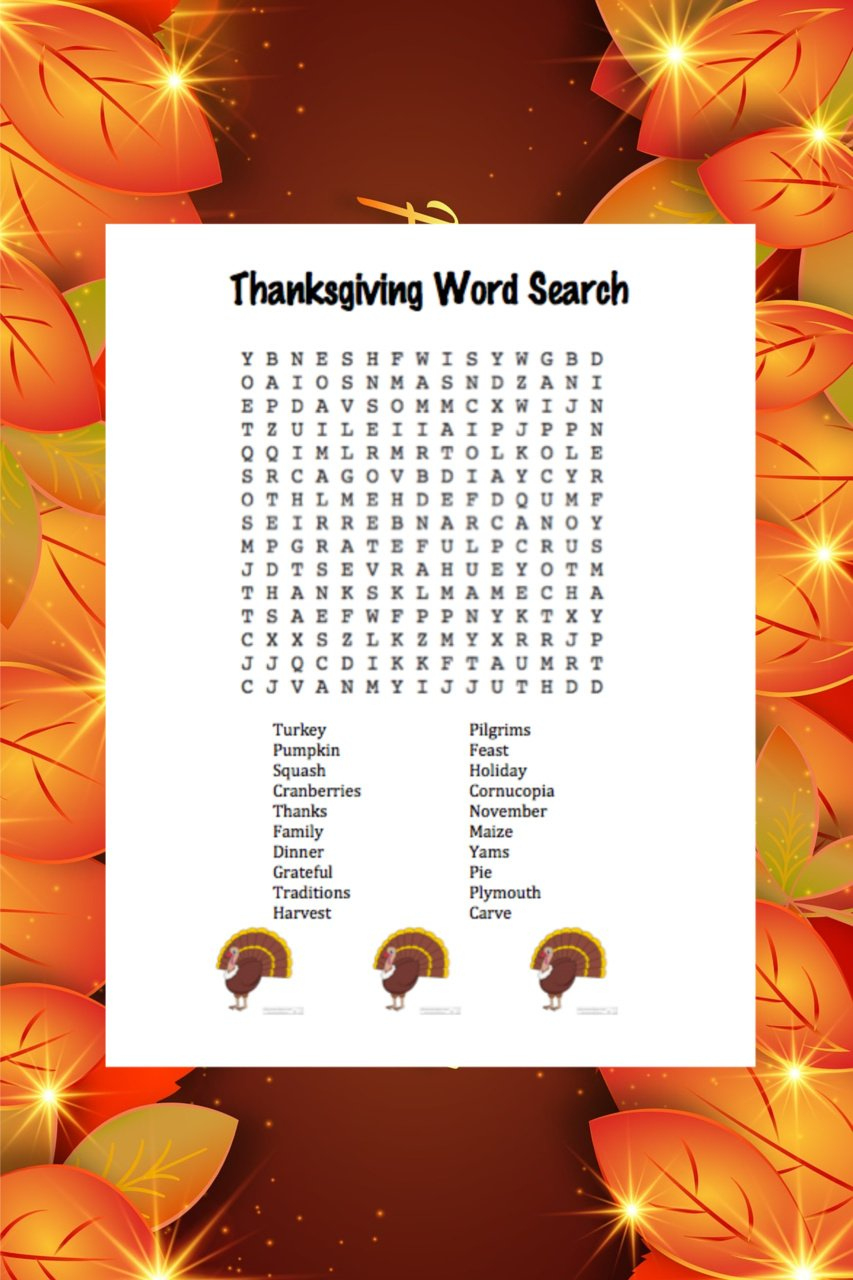 Printable Thanksgiving Word Search Puzzle - Jinxy Kids throughout Thanksgiving A Massive Word Search Puzzle