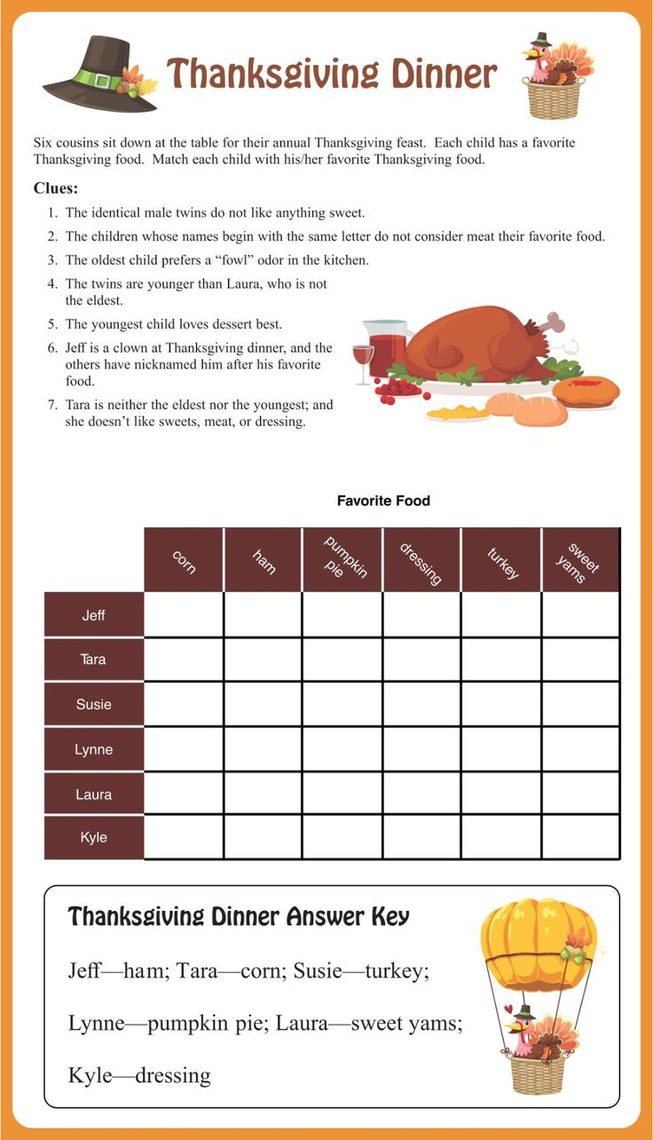 Thanksgiving Brain Teasers - 14 Free Pdf Printables | Printablee with regard to Thanksgiving Logic Puzzle Printables Free