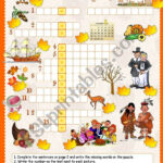 Thanksgiving Crossword   Esl Worksheetanna P With Happy Thanksgiving Crossword Puzzle Answers
