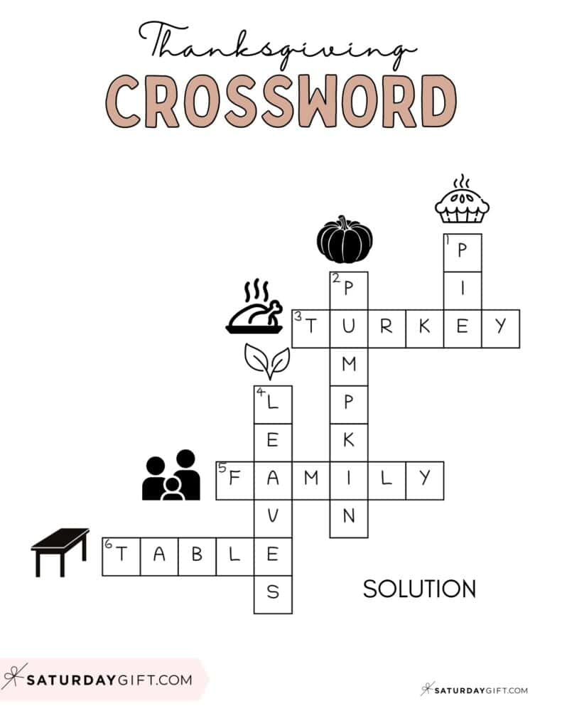 thanksgiving crossword puzzle cute free printable saturdaygift intended for easy thanksgiving crossword puzzle printable Thanksgiving Crossword Puzzle - Cute & Free Printable | Saturdaygift intended for Easy Thanksgiving Crossword Puzzle Printable