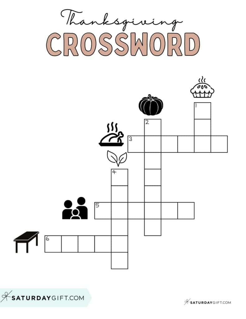 Thanksgiving Crossword Puzzle - Cute &amp;amp; Free Printable | Saturdaygift pertaining to Easy Thanksgiving Crossword Puzzle