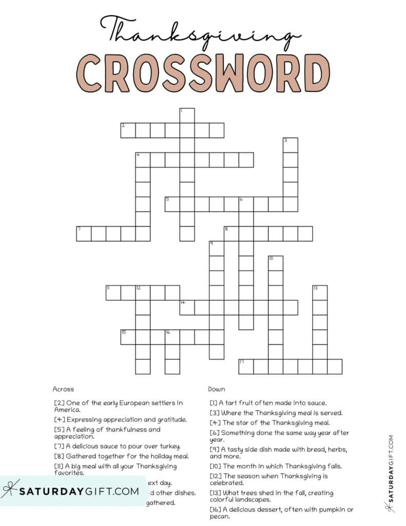 thanksgiving crossword puzzle cute free printable saturdaygift pertaining to free thanksgiving crossword puzzles for adults Thanksgiving Crossword Puzzle - Cute & Free Printable | Saturdaygift pertaining to Free Thanksgiving Crossword Puzzles For Adults