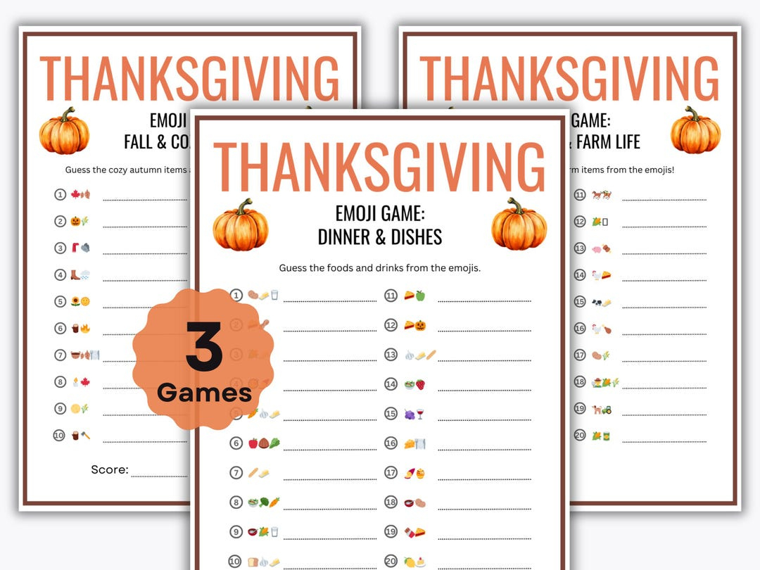 Thanksgiving Emoji Games – 3 Printable Puzzles – Family Activity within Thanksgiving Games And Puzzles