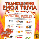 Thanksgiving Emoji Trivia Picture Puzzles, Fun Easy Friendsgiving Throughout Thanksgiving Games And Puzzles