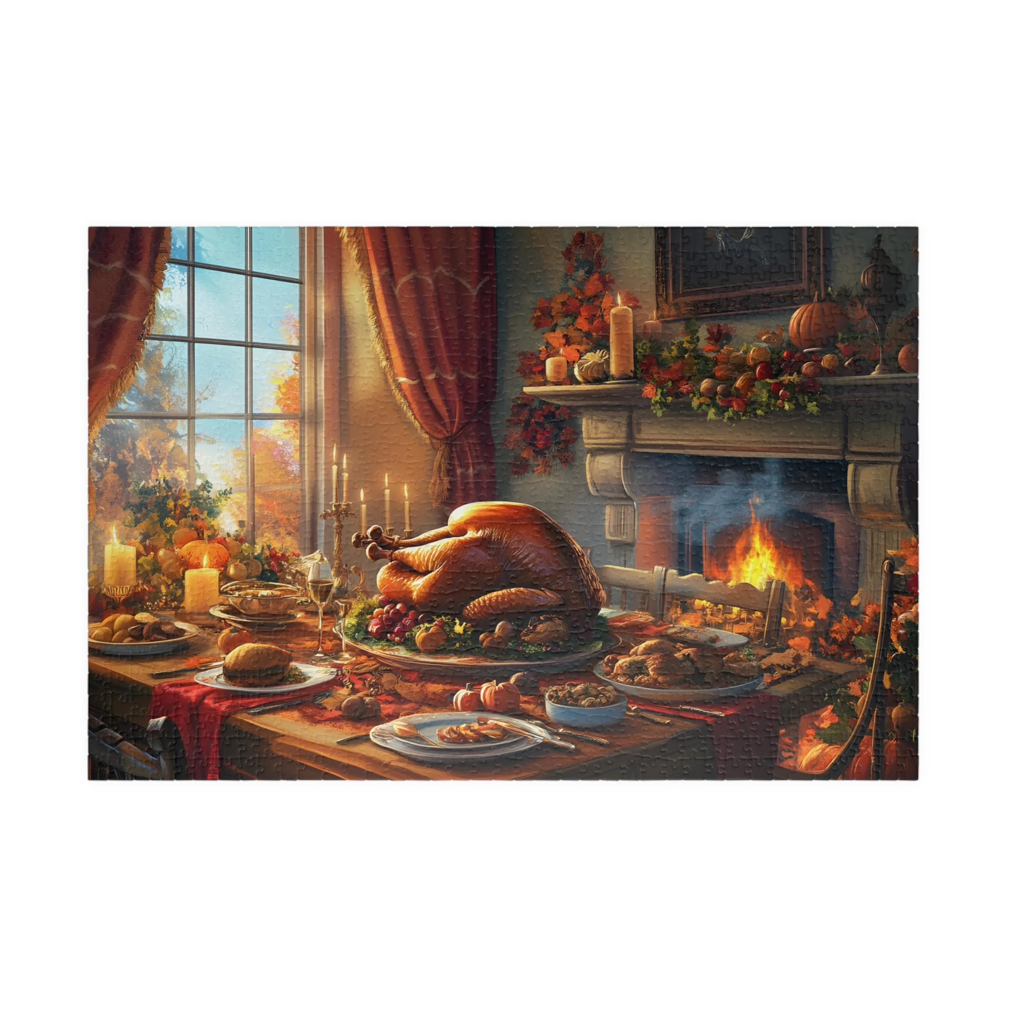 Thanksgiving Feast Jigsaw Puzzle: Cozy Fall Family Game - Etsy within Thanksgiving Themed Jigsaw Puzzles