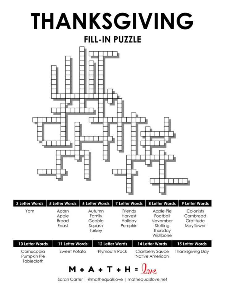 Thanksgiving and Algebra Crossword Puzzle Answers Thanksgiving and Algebra Crossword Puzzle Answers