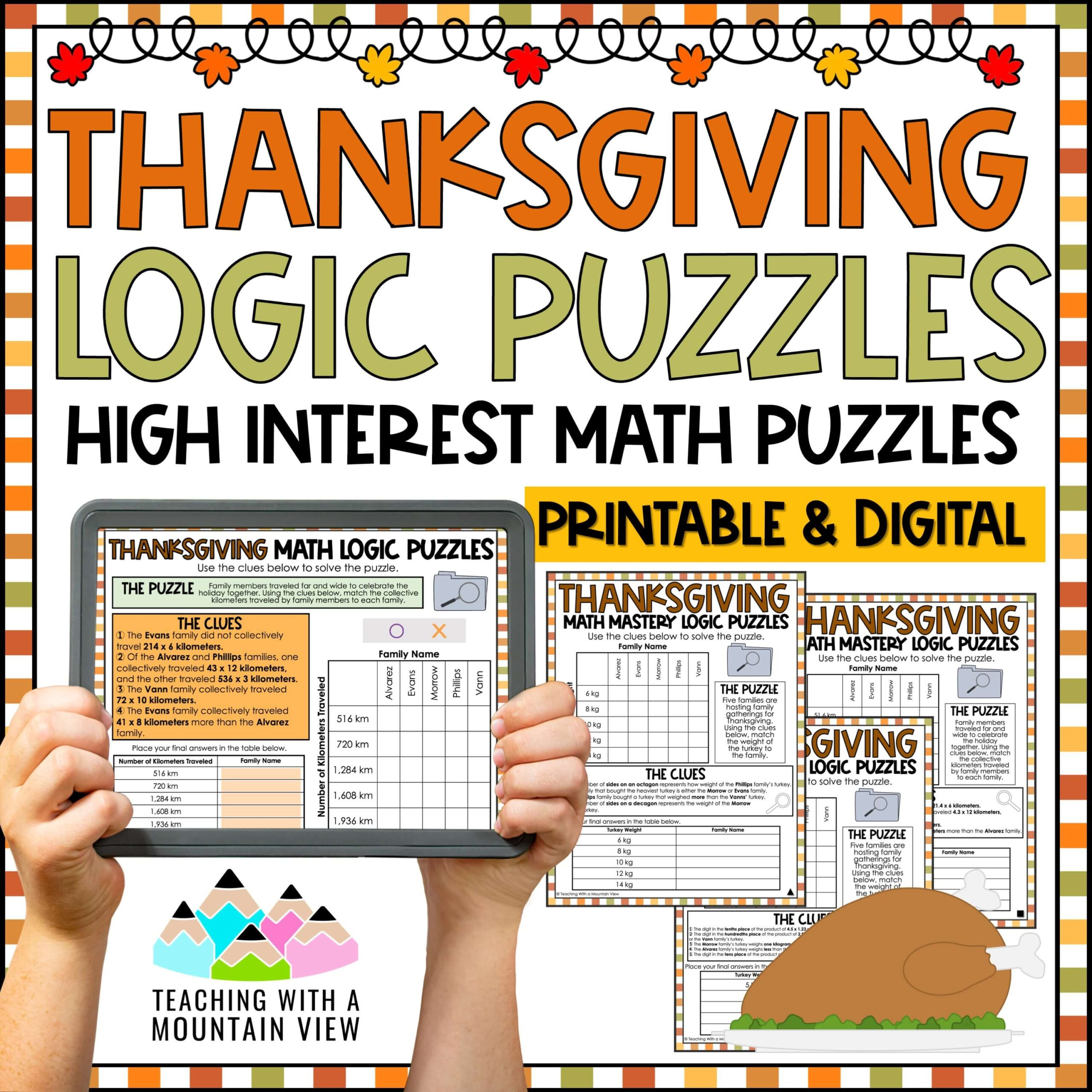 Thanksgiving Math Logic Puzzles Activities For Critical Thinking with regard to Logic Puzzles Thanksgiving