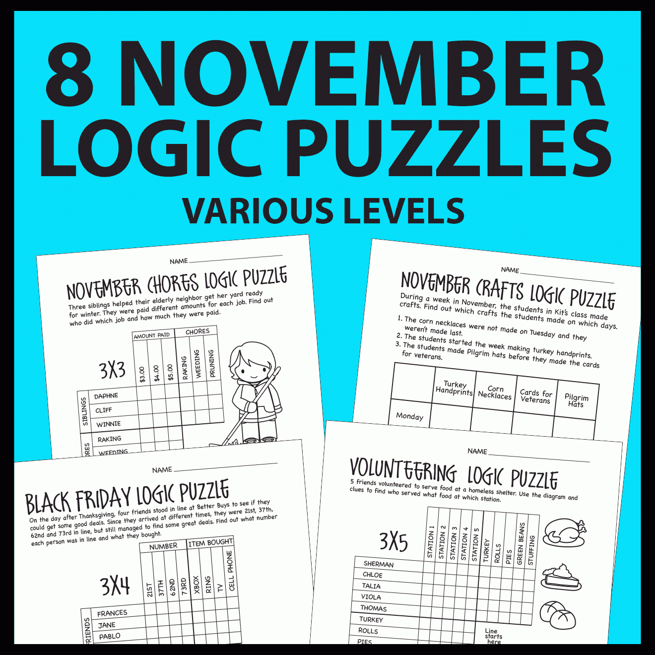 Thanksgiving / November Logic Puzzles – Primeandpi throughout Thanksgiving Dinner Logic Grid Puzzle Answers