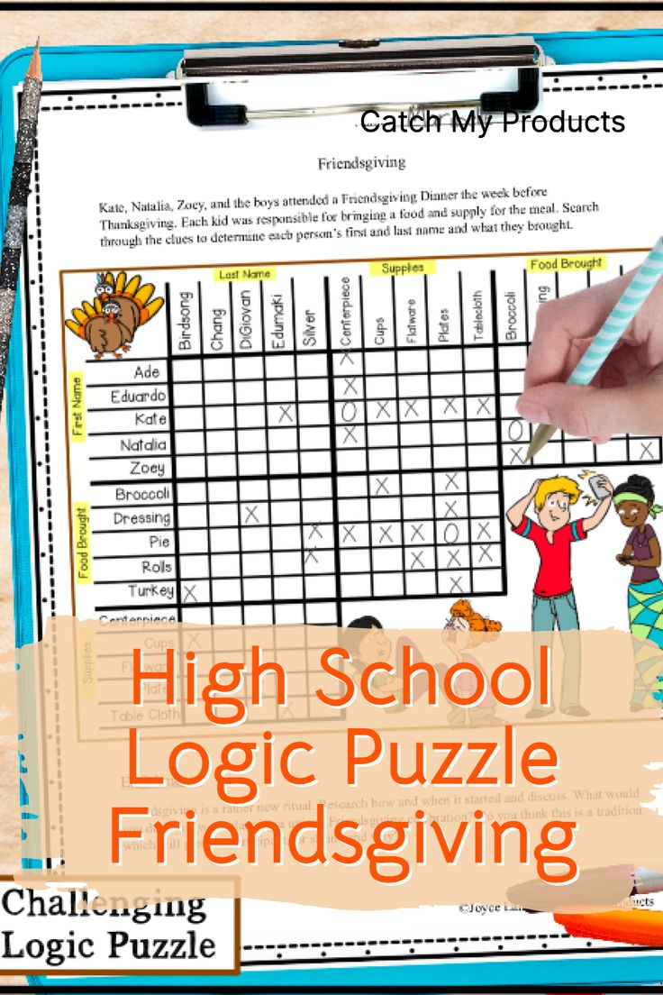 Thanksgiving Or Friendsgiving Logic Puzzle For High School regarding Thanksgiving Logic Puzzles For Middle School