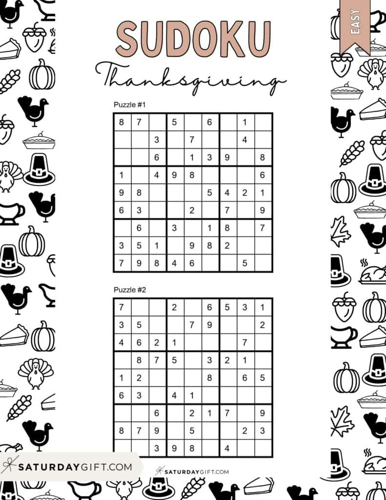 Thanksgiving Sudoku Puzzles - Cute &amp;amp; Free Printables | Saturdaygift for Thanksgiving Sudoku Puzzle