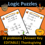 Thanksgiving Systems Of Equations | Number Sense Logic Puzzles Throughout Logic Puzzles Thanksgiving