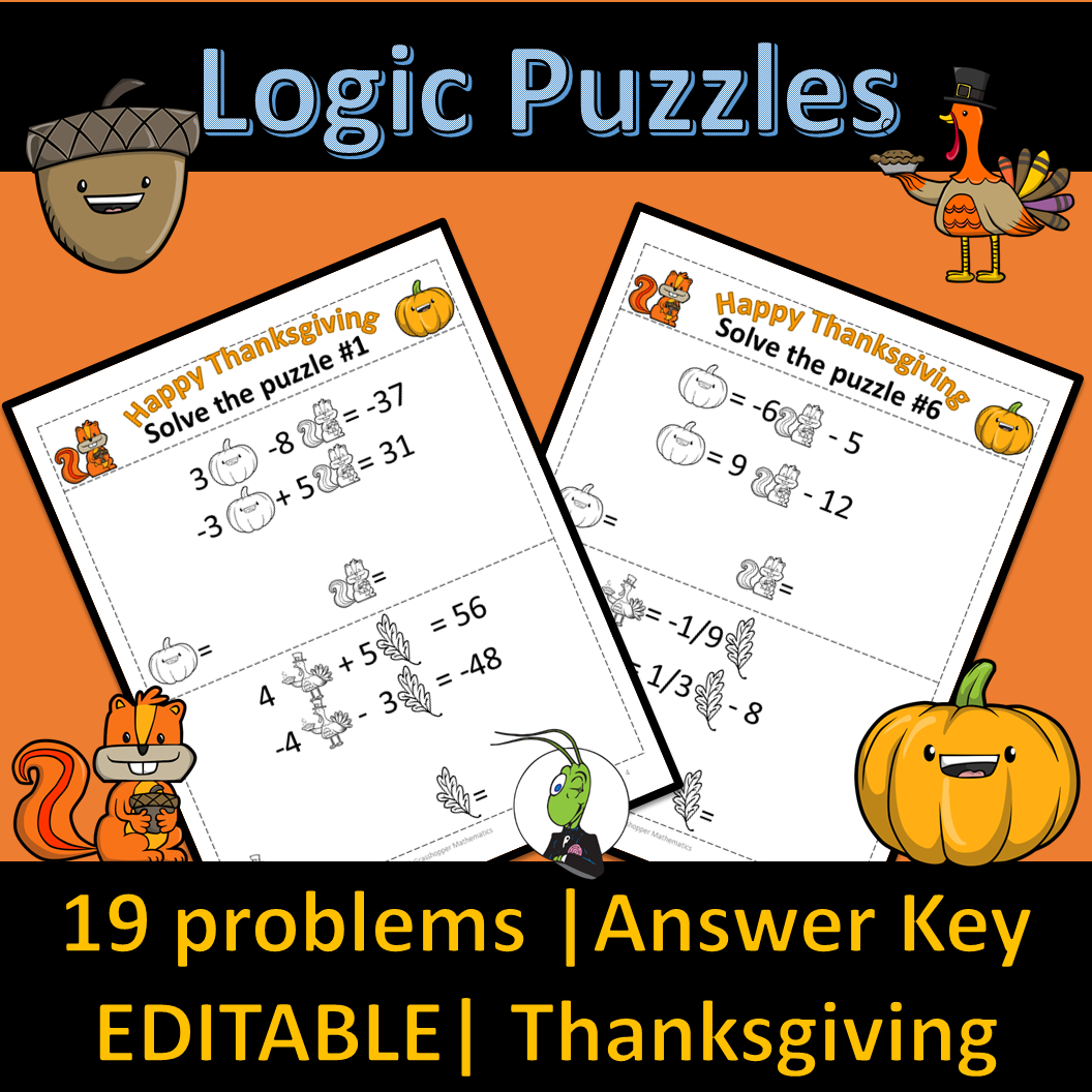 Thanksgiving Systems Of Equations | Number Sense Logic Puzzles throughout Logic Puzzles Thanksgiving