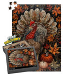 Thanksgiving Turkey Jigsaw Puzzle: William Morris Style Art   Etsy With Regard To 500 Piece Thanksgiving Puzzle