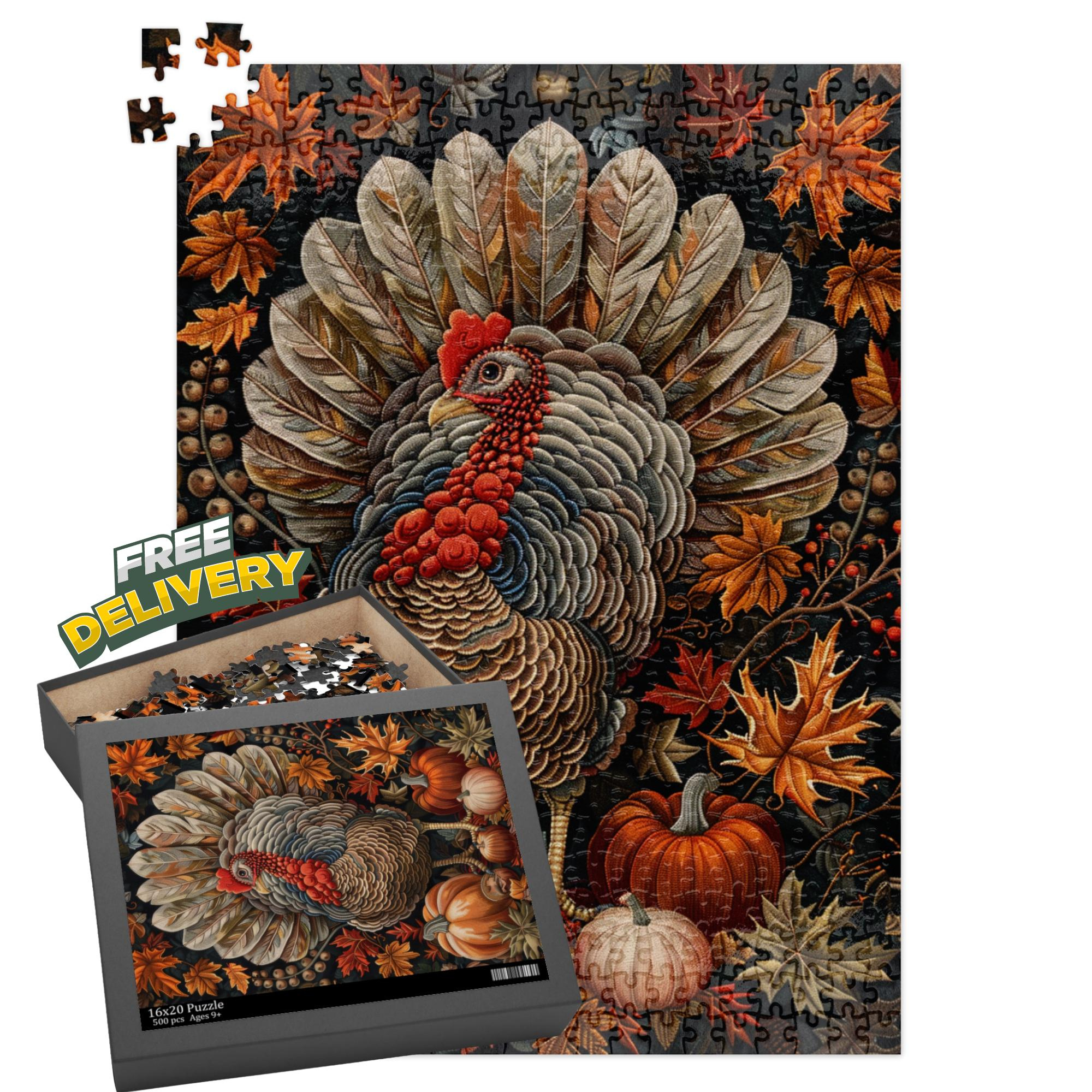 thanksgiving turkey jigsaw puzzle william morris style art etsy with regard to 500 piece thanksgiving puzzle Thanksgiving Turkey Jigsaw Puzzle: William Morris Style Art - Etsy with regard to 500 Piece Thanksgiving Puzzle