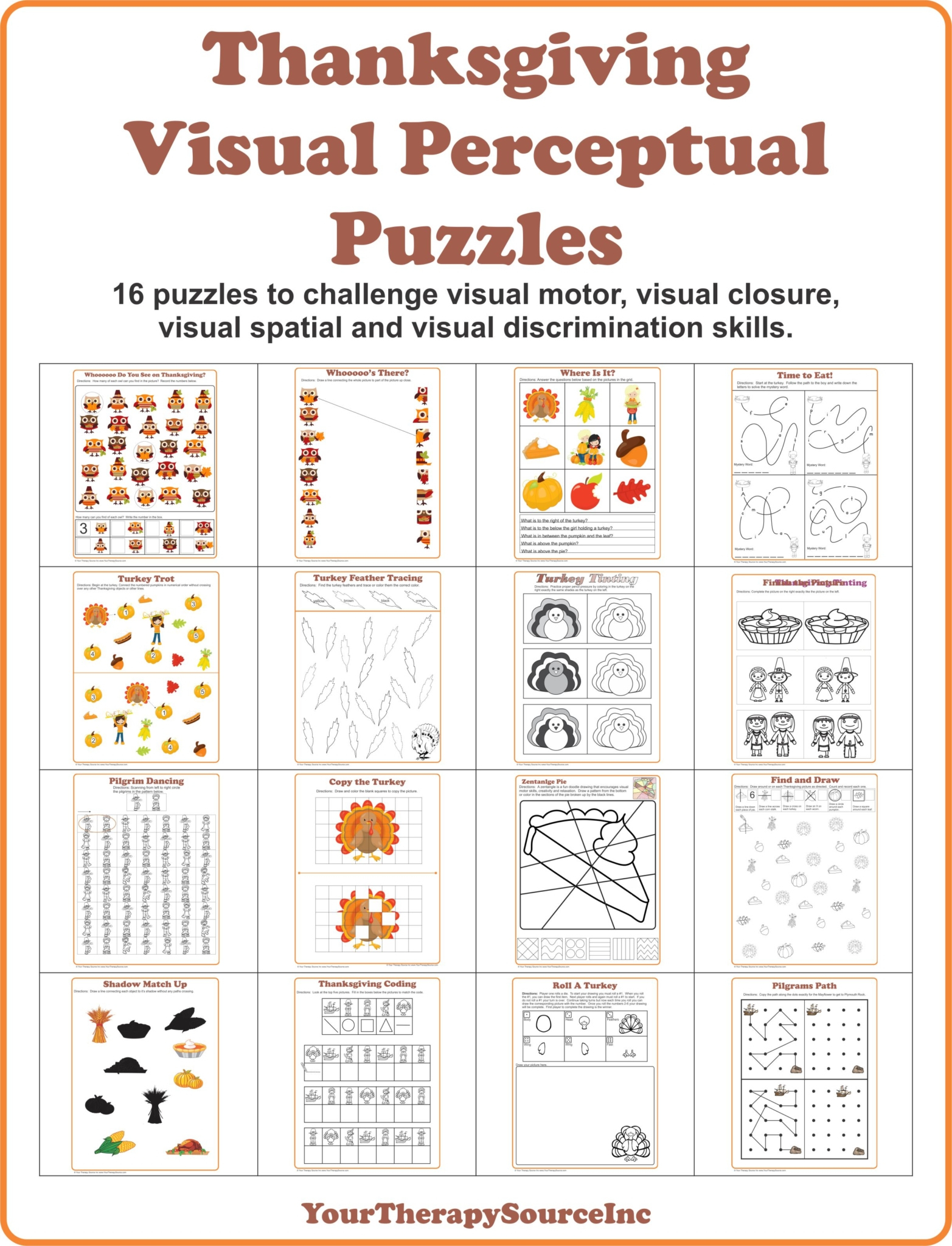 Thanksgiving Visual Perceptual Puzzles with Thanksgiving Picture Puzzles