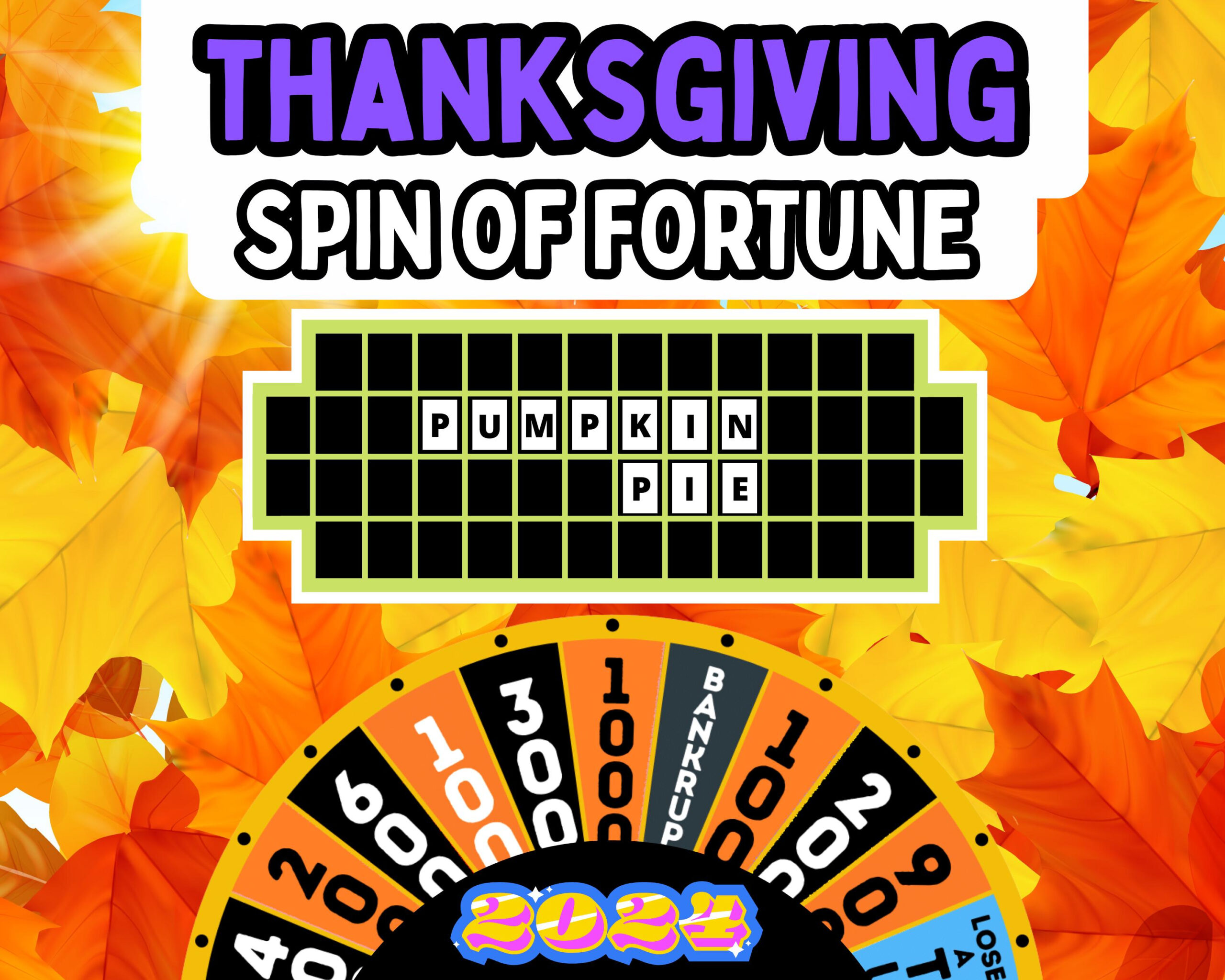 Thanksgiving Wheel Of Fortune Game: Virtual Party Fun (Digital in Wheel of Fortune Thanksgiving Puzzles