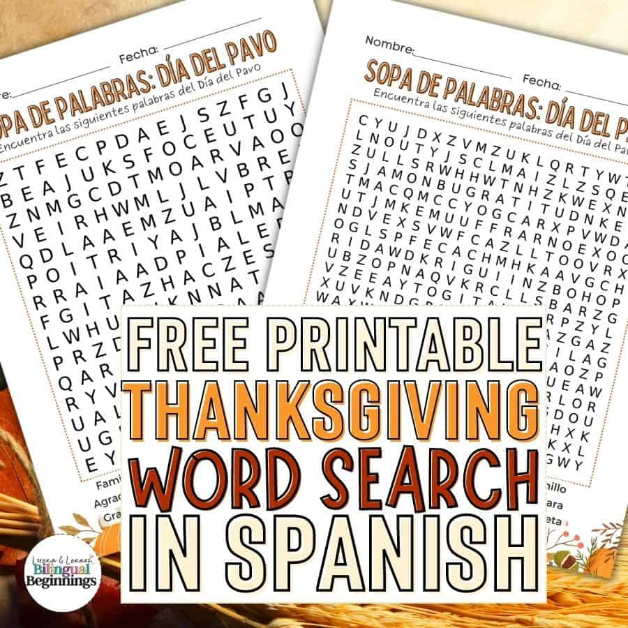 Thanksgiving Word Search Printable In Spanish [Free Printable intended for Spanish Thanksgiving Crossword Puzzle