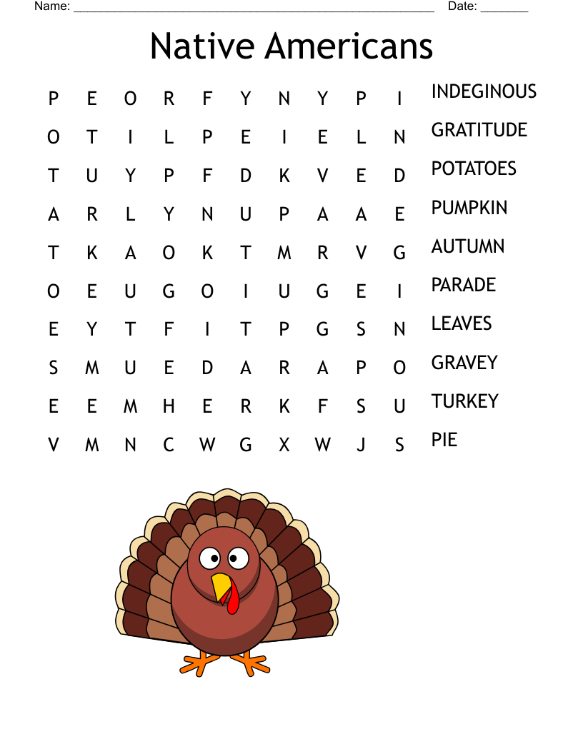Thanksgiving Word Search - Wordmint inside Word Puzzles Thanksgiving