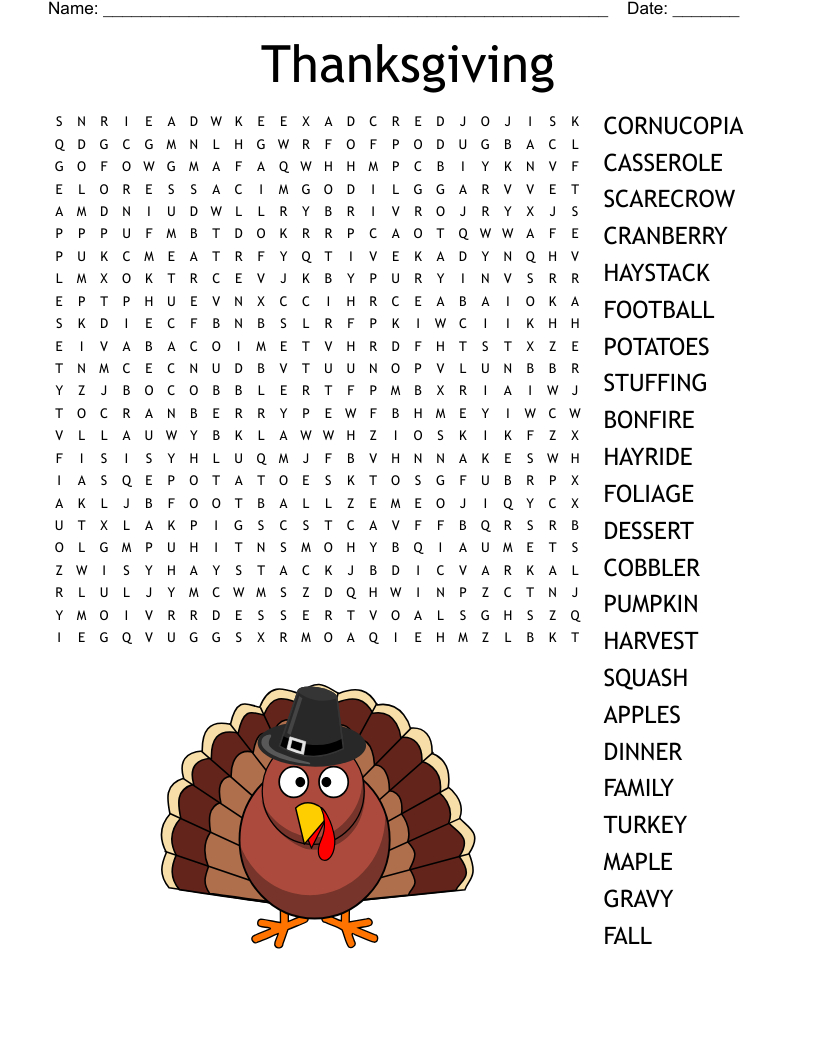 Thanksgiving Word Search - Wordmint with Thanksgiving Word Puzzles Free