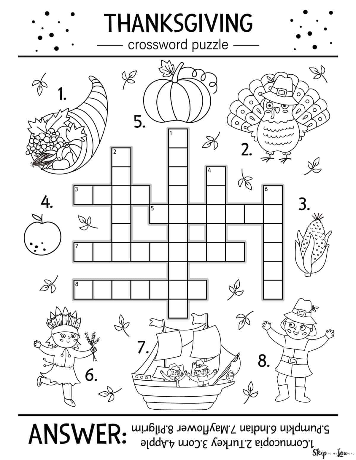 Thanksgiving Worksheets | Skip To My Lou with Thanksgiving Puzzle Sheets