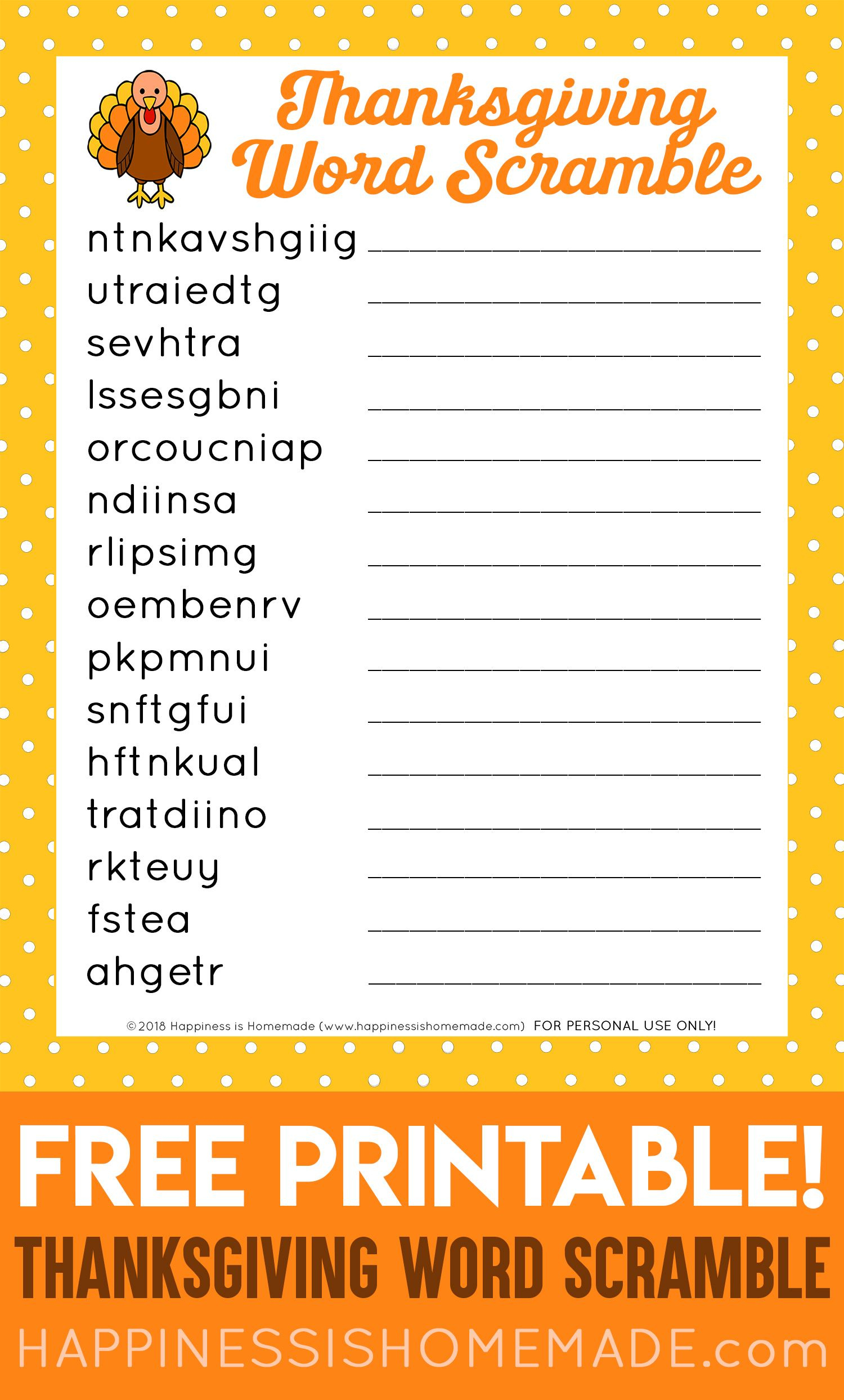 This Free Printable Thanksgiving Word Scramble Puzzle Is A Ton Of inside Puzzles To Print Thanksgiving Word Scramble