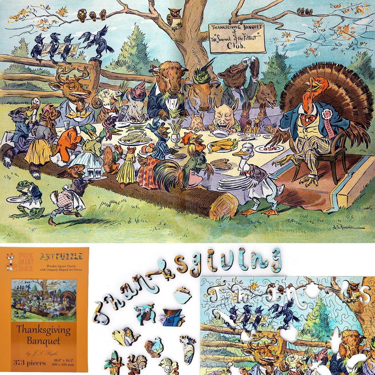 Wooden Jigsaw Puzzle For Adultsfoxsmartbox - 373 Pcs for Thanksgiving Jigsaw Puzzle
