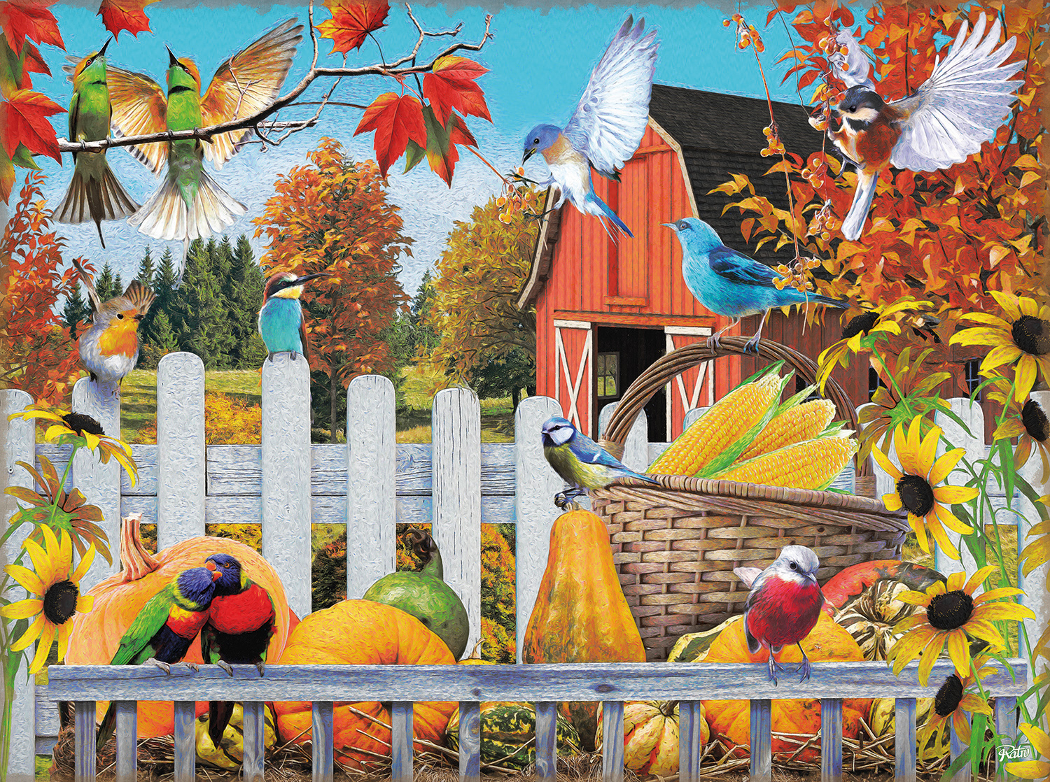 Xxl Teile - Gathering For Fall - 300 Teile - Sunsout Puzzle Online regarding 300 Piece Thanksgiving Puzzle