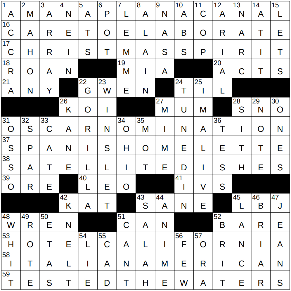 0118-25 Ny Times Crossword 18 Jan 25, Saturday - Nyxcrossword for Felt in the Christmas Spirit Nyt Crossword