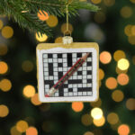 3.5" Crossword Puzzle With Pencil Glass Christmas Ornament   Bed With Regard To Christmas Ornament Crossword Clue