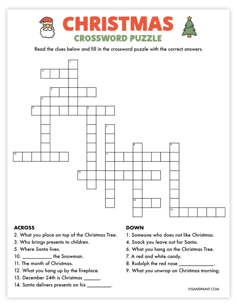42 free printable christmas games and activities pjs and paint with regard to christmas crossword online game 42 Free Printable Christmas Games And Activities - Pjs And Paint with regard to Christmas Crossword Online Game