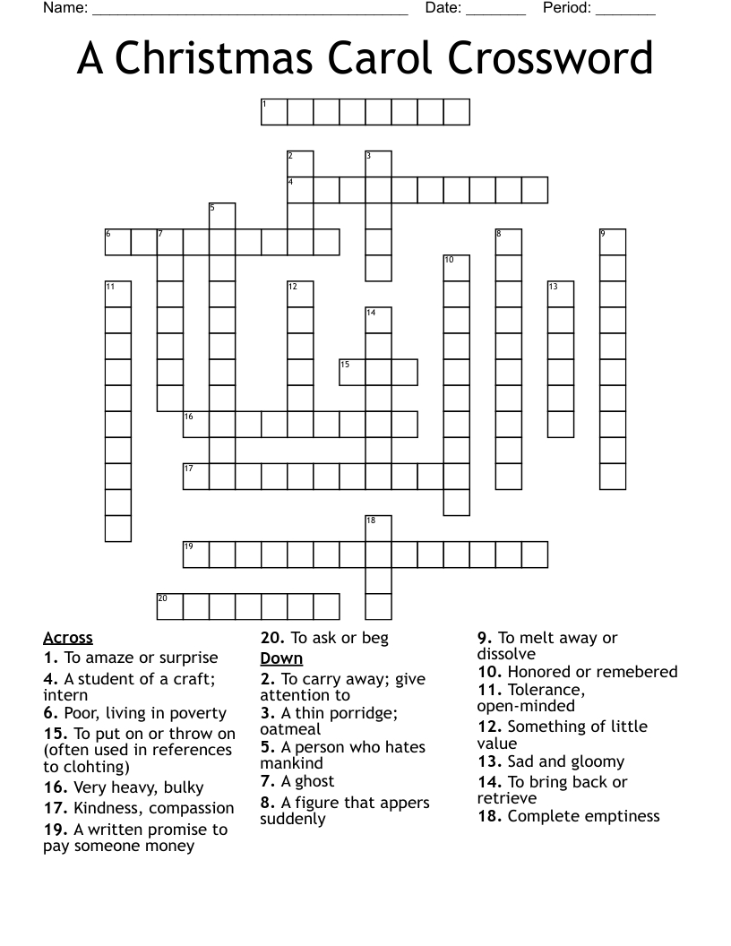 A Christmas Carol Crossword - Wordmint pertaining to Good Ruler From A Christmas Carol Crossword