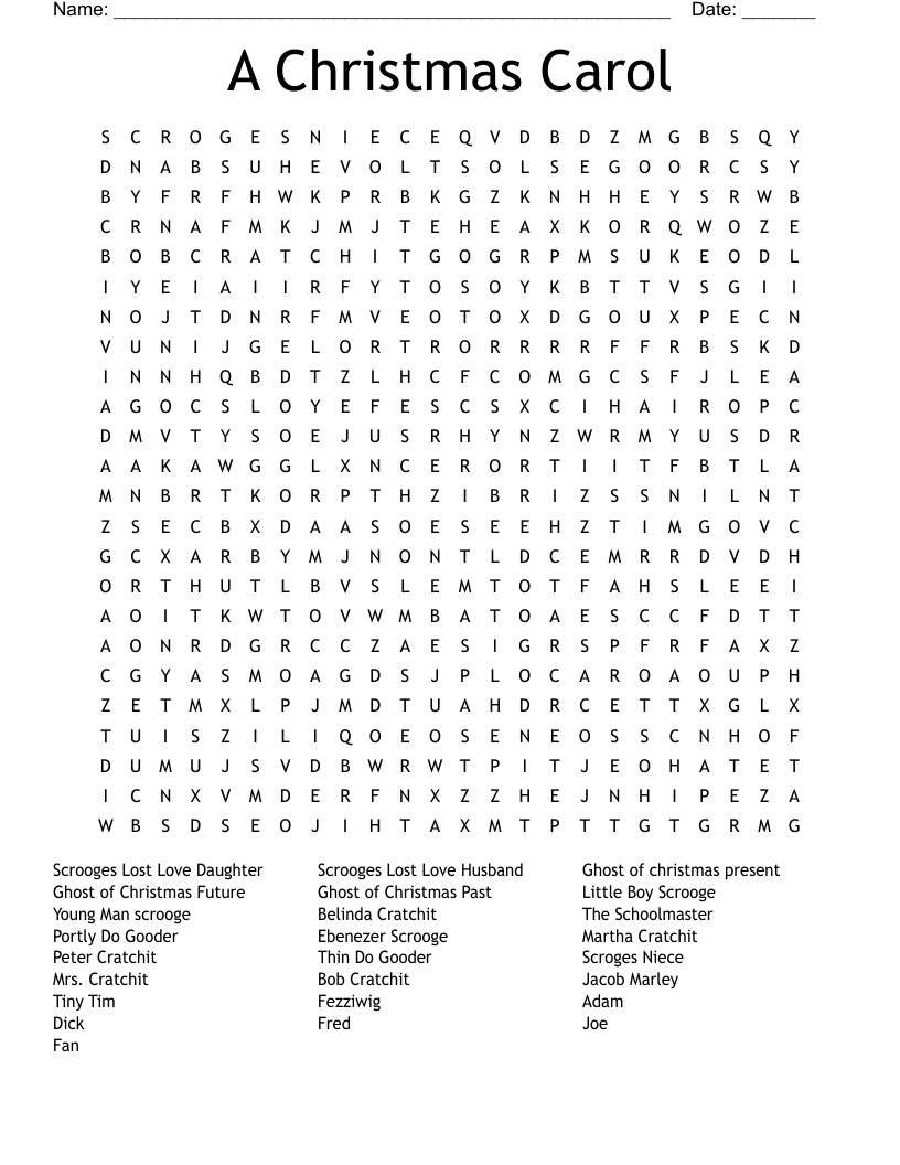 a christmas carol word search wordmint inside christmas carol crossword puzzle printable A Christmas Carol Word Search - Wordmint inside Christmas Carol Crossword Puzzle Printable