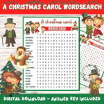 A Christmas Carol Wordsearch Printable With Answers, Fun Game Within Marley Of A Christmas Carol Crossword