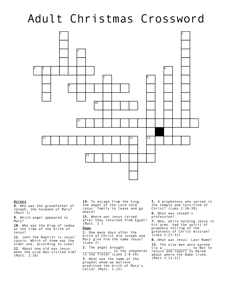 Adult Christmas Crossword - Wordmint with Adult Christmas Crossword Puzzle